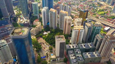 Havadan görünümü Kuala Lumpur Şehir merkezinde, Malezya. Mali distri