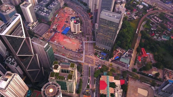 Aerial view of intersection in Kuala Lumpur Downtown, Malaysia. — Stock Photo, Image