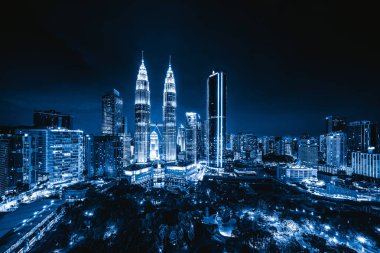 Havadan görünümü Kuala Lumpur Şehir merkezinde, Malezya. Mali distri