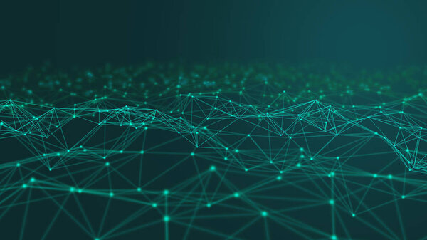 Digital data and network connection triangle lines and spheres i