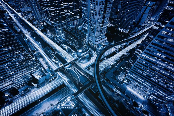 Vista aérea do cruzamento Sathorn ou junção com carros traffi — Fotografia de Stock