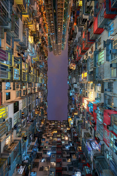 Aerial view of Yick Fat Building, Quarry Bay, Hong Kong. Residen