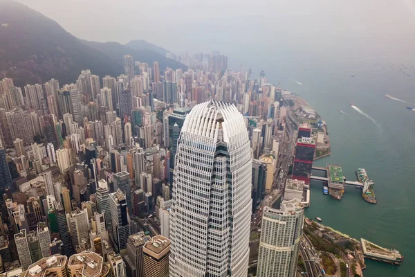 Aerial view of Hong Kong Downtown. Financial district and busine — Stock Photo, Image