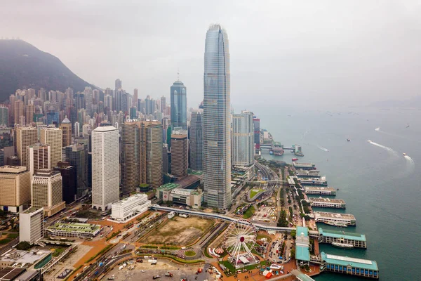 Aerial view of Hong Kong Downtown. Financial district and busine — Stock Photo, Image