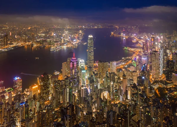 Veduta aerea del centro di Hong Kong, Repubblica di Cina. Finanziamento — Foto Stock