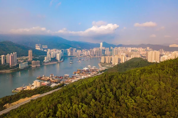 Aerial view of Hong Kong Downtown, Republic of China. Financial — Stock Photo, Image