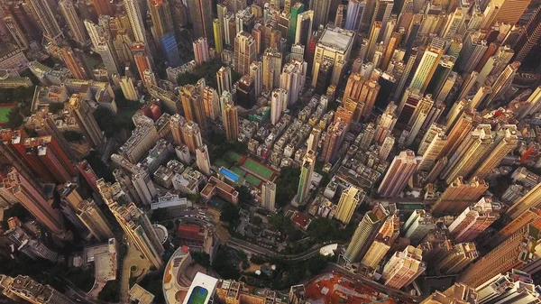 Luchtfoto van Hong Kong Downtown, Republiek China. Financiële — Stockfoto