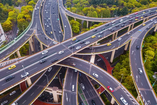 Aerial view of highway junctions shape letter x cross. Bridges, — Stock Photo, Image