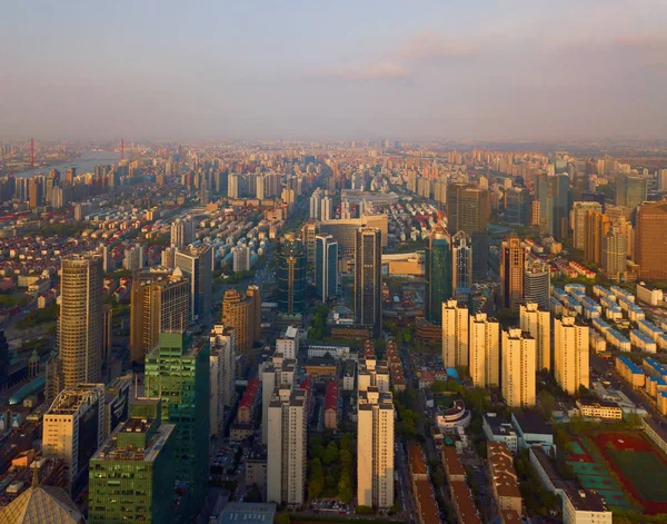 Вид с воздуха на небоскребы и высотные офисные здания в Шань — стоковое фото