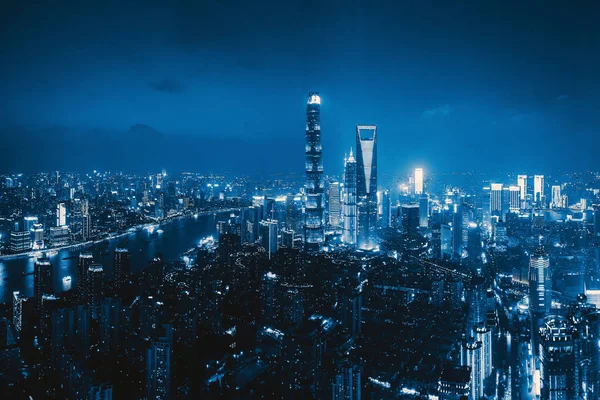 Vista aérea de Shanghai Downtown, China. Distrito financeiro e — Fotografia de Stock