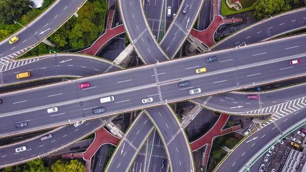 Aerial view of highway junctions shape letter x cross. Bridges, — Stock Photo, Image