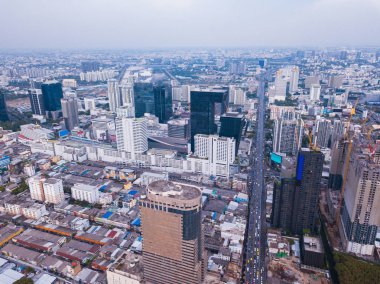 Rama 9 karayolunun havadan görünümü, Yeni Cbd, Bangkok Downtown, Tayland.