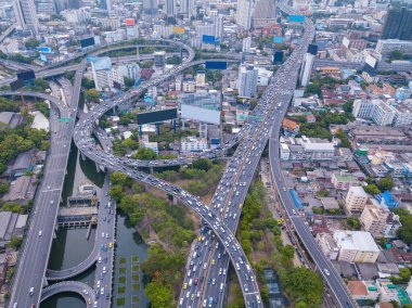 Rama 9 karayolunun havadan görünümü, Yeni Cbd, Bangkok Downtown, Tayland.