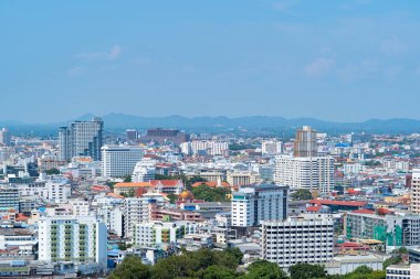Pattaya Downtown havadan görünümü, Tayland. Asya'da turizm kenti.