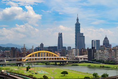 Taipei Downtown, Tayvan havadan görünümü. Finans Bölgesi ve b