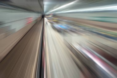 Yeraltı demiryolu tüneli. Tren tran için soyut hız hareketi