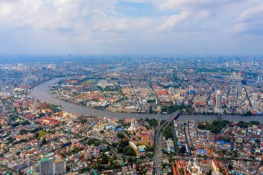 Bangkok Downtown, Tayland havadan görünümü. Finansal bölge bir