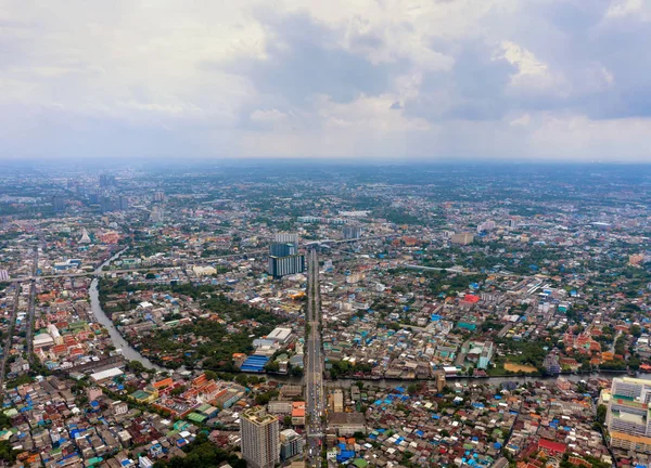 Bangkok Downtown, Tayland havadan görünümü. Finansal bölge bir — Stok fotoğraf