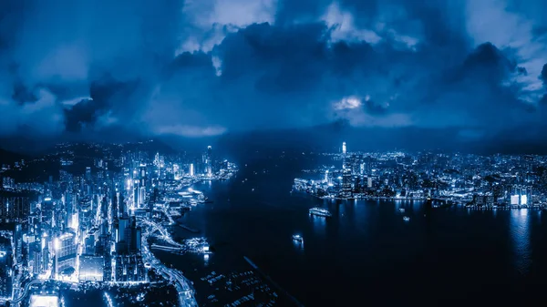 Vista aérea do centro de Hong Kong, República da China. Finanças — Fotografia de Stock