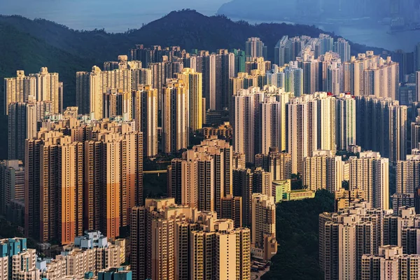 Vue aérienne du centre-ville de Hong Kong, République de Chine. Ressources financières — Photo