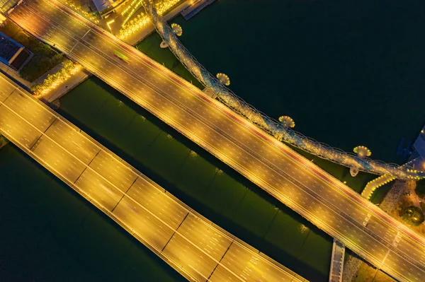 Veduta aerea del ponte Helix e della struttura stradale a Downto — Foto Stock