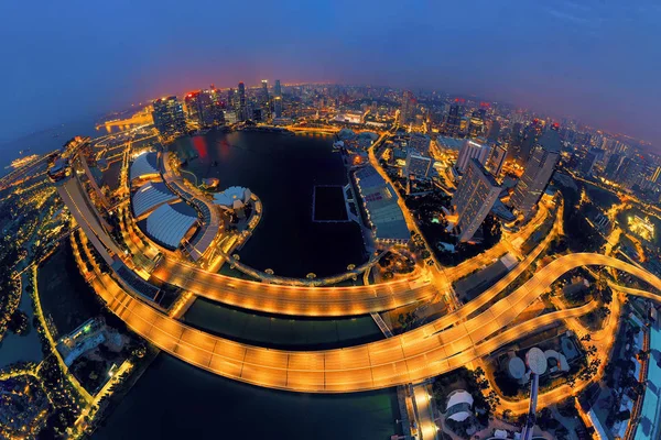 Vista aérea del centro de Singapur. Distrito financiero y busine —  Fotos de Stock