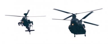Beyaz sırtta izole askeri nakliye helikopteri yakın çekim