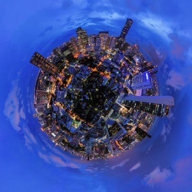 Küçük gezegen 360 derece küre. Bang'in Havadan Görünümü Panoraması