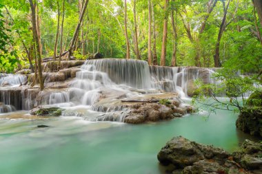 Huay Mae Khamin Waterfall. Nature landscape of Kanchanaburi dist clipart