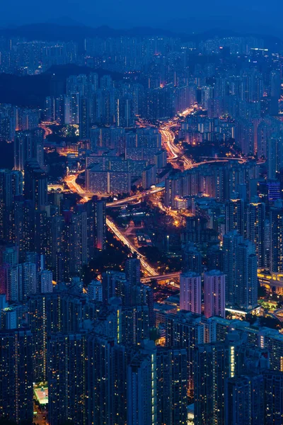 Εναέρια θέα του Χονγκ Κονγκ κέντρο, Δημοκρατία της Κίνας. Οικονομική — Φωτογραφία Αρχείου