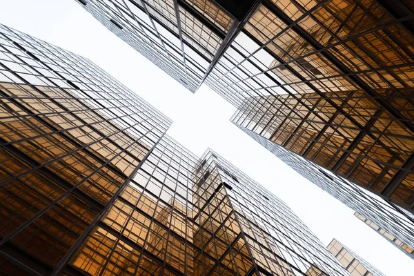 Golden building. Windows glass of modern office skyscrapers in t — Stock Photo, Image