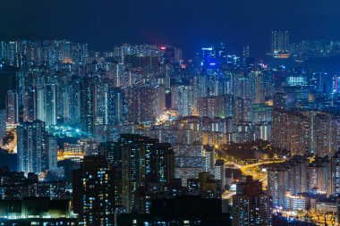Hong Kong şehir merkezi, Çin Cumhuriyeti havadan görünümü. Finansal 