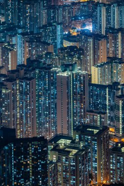 Hong Kong şehir merkezi, Çin Cumhuriyeti havadan görünümü. Finansal 