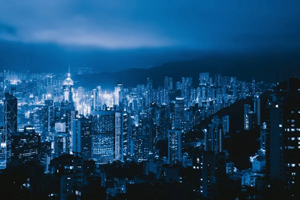 Vista aérea del centro de Hong Kong, República de China. Financiero — Foto de Stock