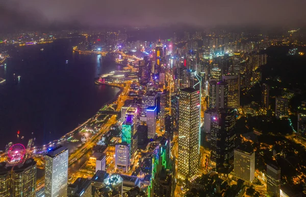 Vista aerea dall'alto di Hong Kong Downtown, Repubblica di Cina. Finanziamento — Foto Stock