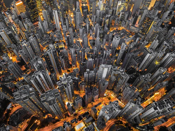 Letecký pohled na Hongkong, Čínská republika. Finanční financ — Stock fotografie