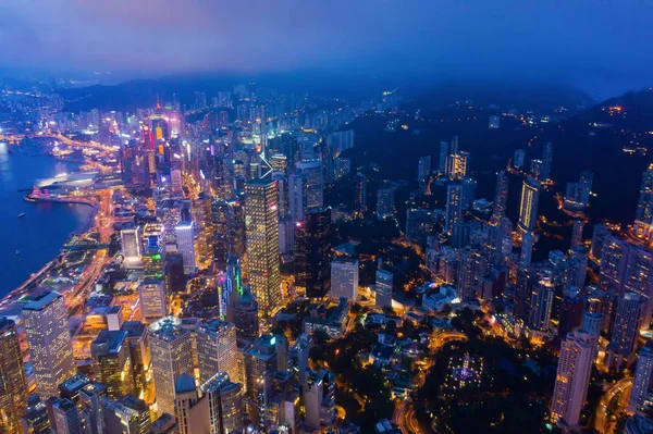 Vista aerea dall'alto di Hong Kong Downtown, Repubblica di Cina. Finanziamento — Foto Stock