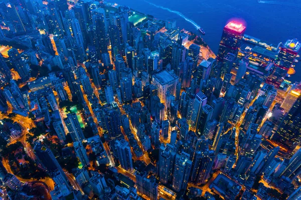 Hong Kong Downtown, Çin Cumhuriyeti havadan üst görünümü. Financ — Stok fotoğraf