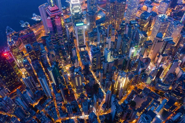 Hong Kong Downtown, Çin Cumhuriyeti havadan üst görünümü. Financ — Stok fotoğraf