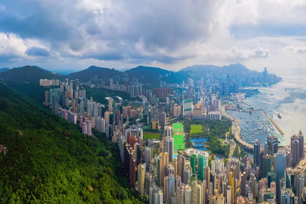 Aerial top view of Hong Kong Downtown, republic of china. Financ — Stock Photo, Image