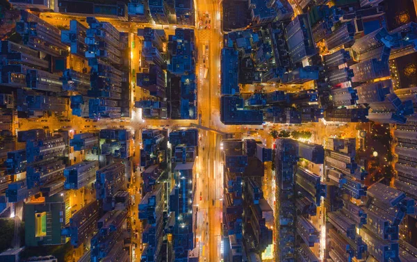 Aerial top view of Hong Kong Downtown, Republic of China. Financ — Stock Photo, Image