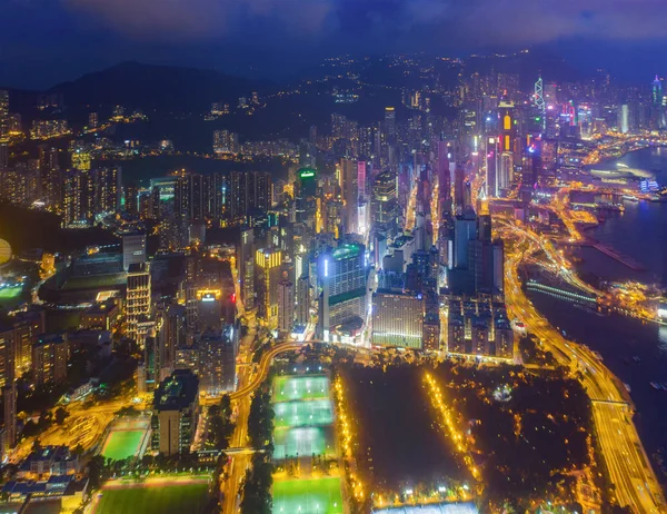 Vista aerea dall'alto di Hong Kong Downtown, Repubblica di Cina. Finanziamento — Foto Stock