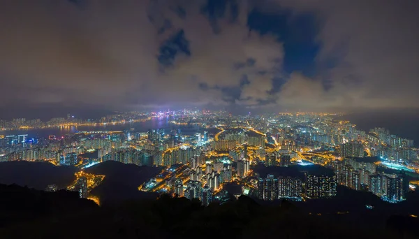 Εναέρια κορυφαία θέα του Χονγκ Κονγκ στο κέντρο, Δημοκρατία της Κίνας. Λασσας — Φωτογραφία Αρχείου