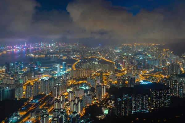 Aerial top view of Hong Kong Downtown, Republic of China. Financ — Stock Photo, Image