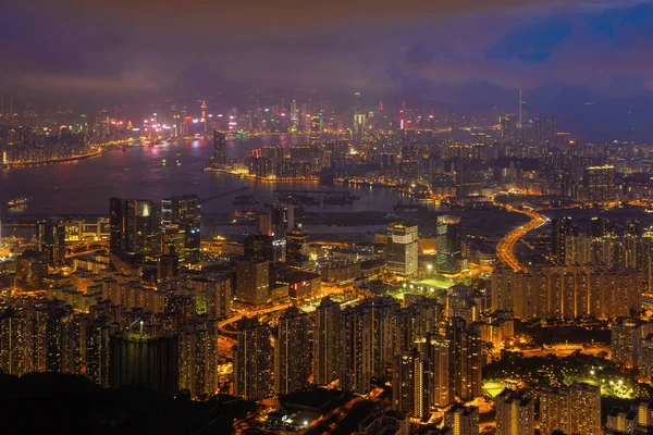 Vista aerea dall'alto di Hong Kong Downtown, Repubblica di Cina. Finanziamento — Foto Stock