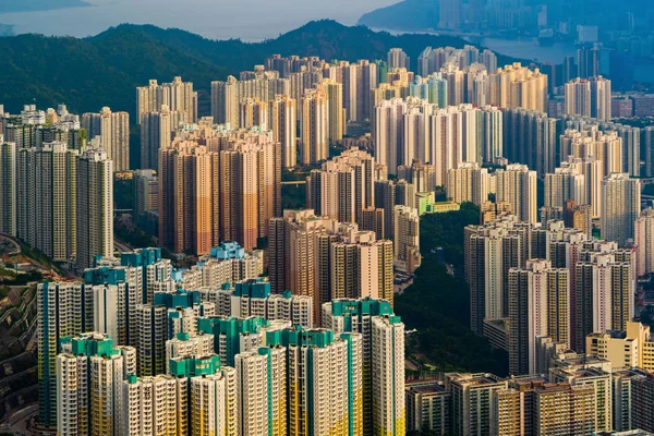 Vue aérienne du centre-ville de Hong Kong, République de Chine. Financ — Photo