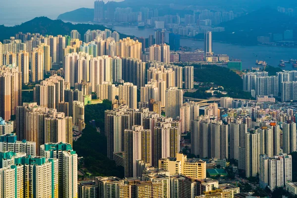 Vue aérienne du centre-ville de Hong Kong, République de Chine. Financ — Photo