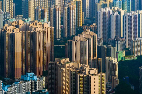 Vista aérea del centro de Hong Kong, República de China. Financ — Foto de Stock