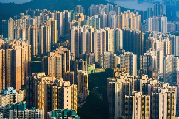 Вид сверху с воздуха на центр Гонконга, Китайская Республика. Озил — стоковое фото