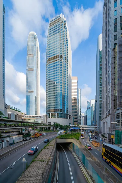 Highway Street of Road in het centrum van Hong Kong. Financial District — Stockfoto